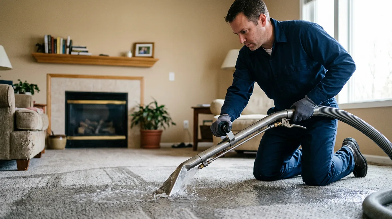 Water damage restoration technician working near Wheeling, WV